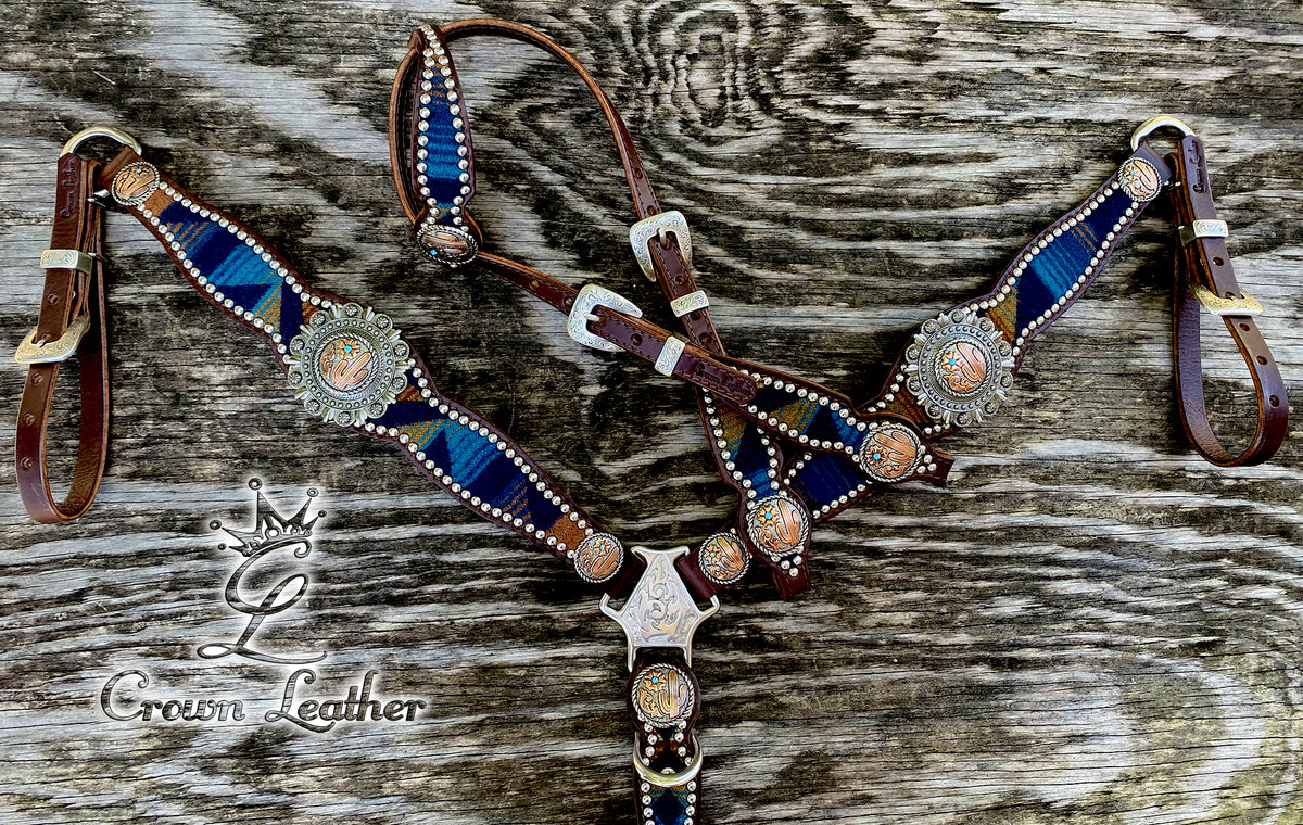 2014-1 Navy Multi Color Pendleton Wool Tack Set image 1