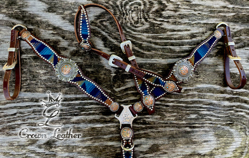2014-1 Navy Multi Color Pendleton Wool Tack Set image 1