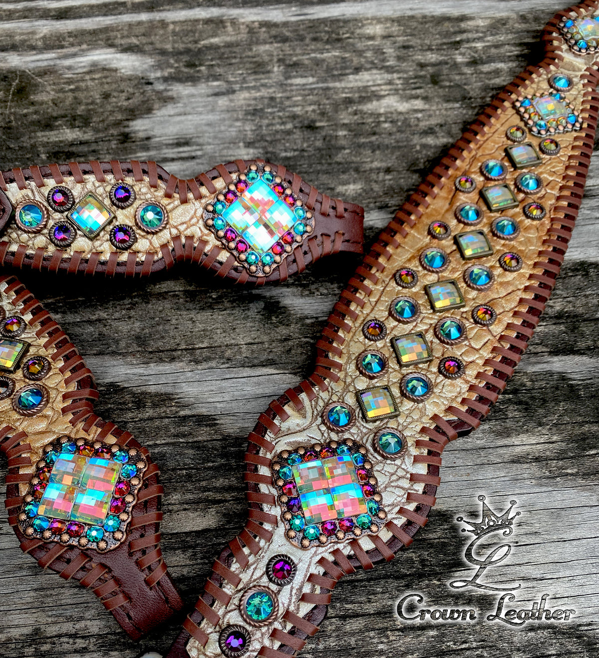 Copper, Gold & Silver Crystal Whipstitch (One of a Kind) image 1