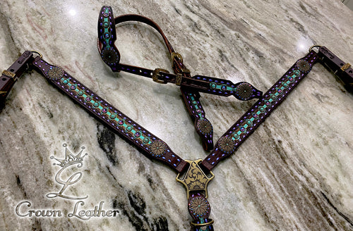 Sugar Plum & Turquoise Buckstitch Tack Set image 3