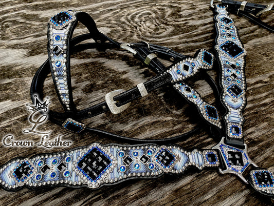 2014 Black & Blue Navajo Tack Set image 1