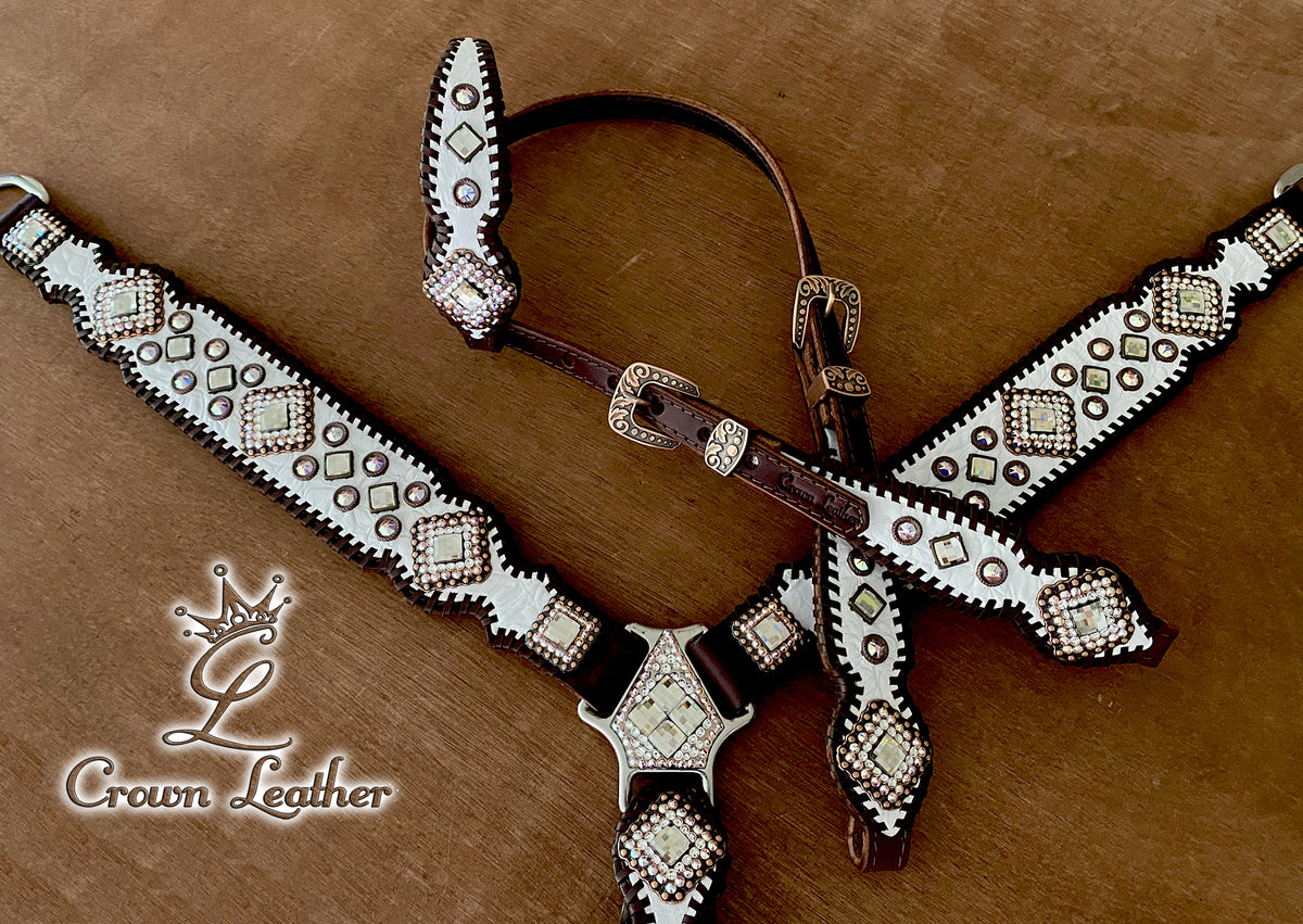 2013 Style White Gator Brown Whipstitch Tack Set image 4