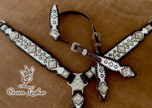 2013 Style White Gator Brown Whipstitch Tack Set image 4