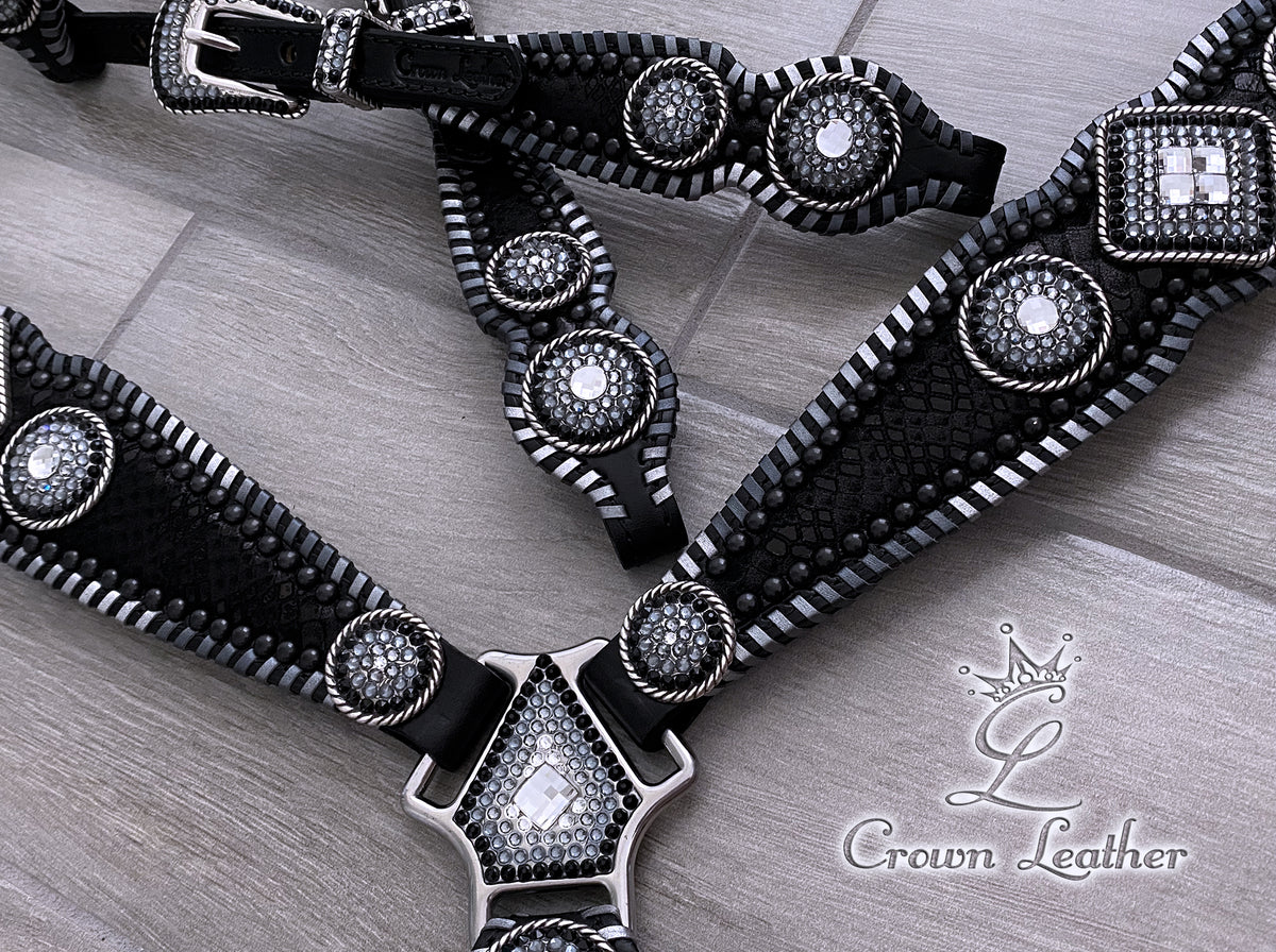 Black & Silver Ombre Whipstitch Crystal Tack Set image 6
