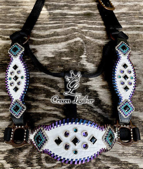 2016 White Purple & Teal Color Shifting Whipstitch Halter image 2