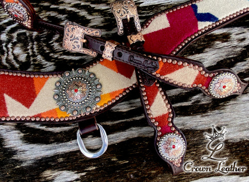 Red Cream Pendleton Wool Tripping Collar Set image 1