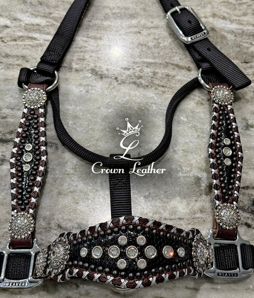 Black Silver Cross Stitch Crystal  Halter image 4