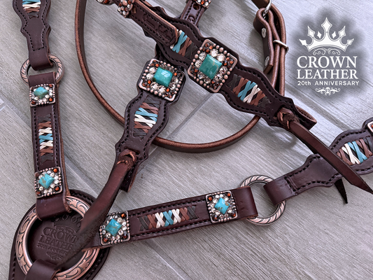 Kingman Turquoise & Crystal Laced Tack Set image 1