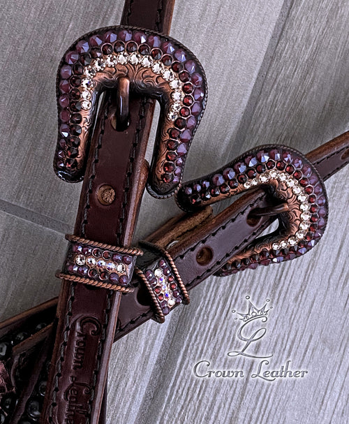 Burgundy & Gold Python Crystal Tack Set image 4