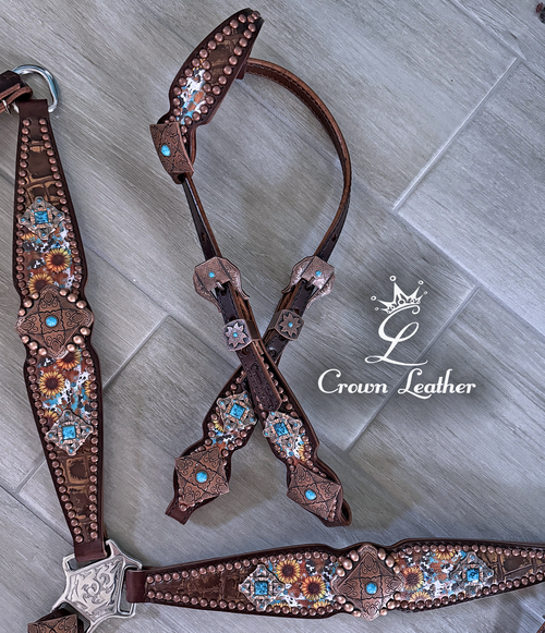 Sunflower & Bronze Gator Tack Set image 1