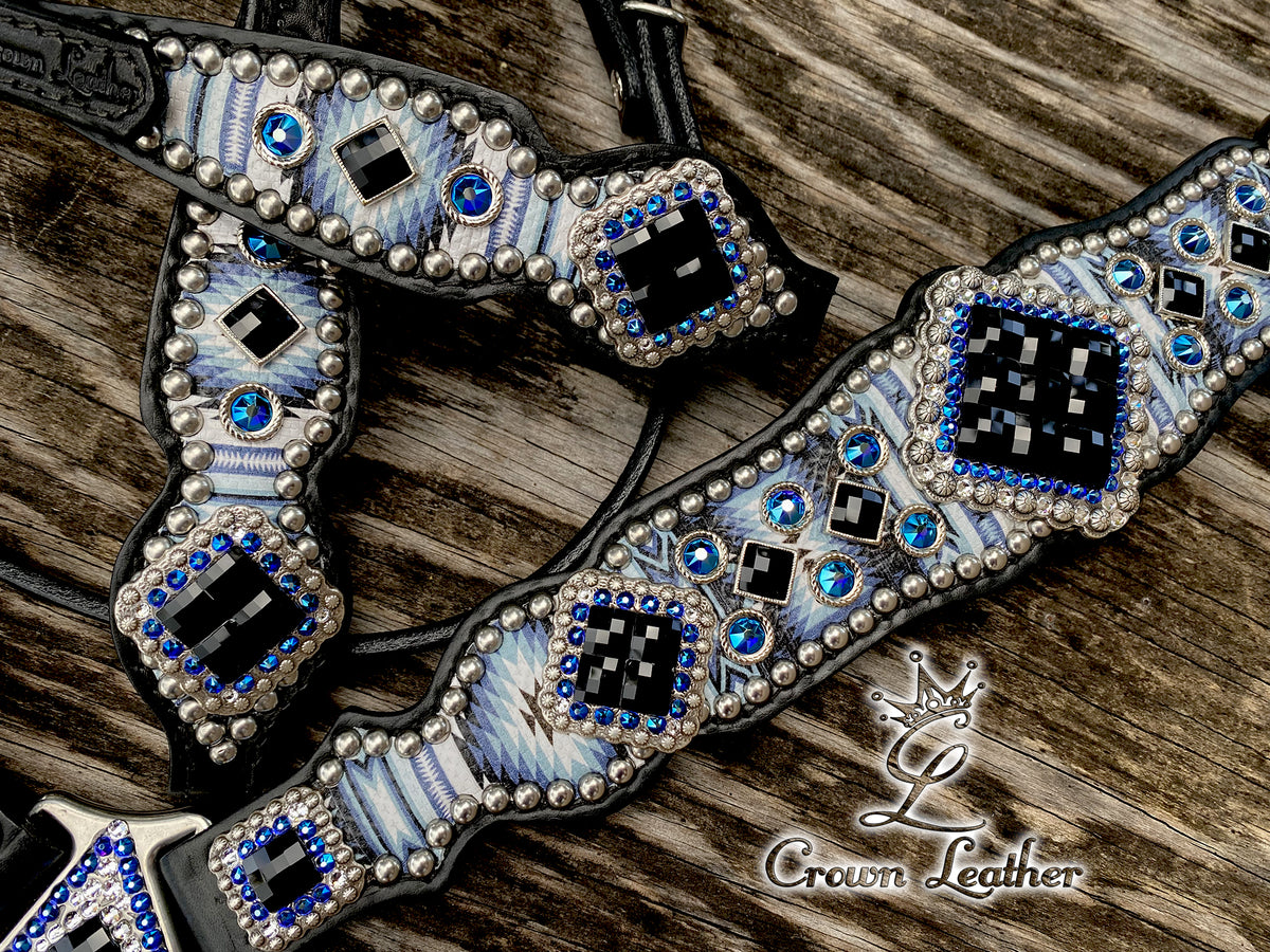 2014 Black & Blue Navajo Tack Set image 0