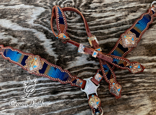2014 Navy Pendleton Wool Arrow Tack Set image 2