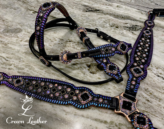 Black Starry Night Color Shifting Whipstitch & Crystal Tack Set image 2