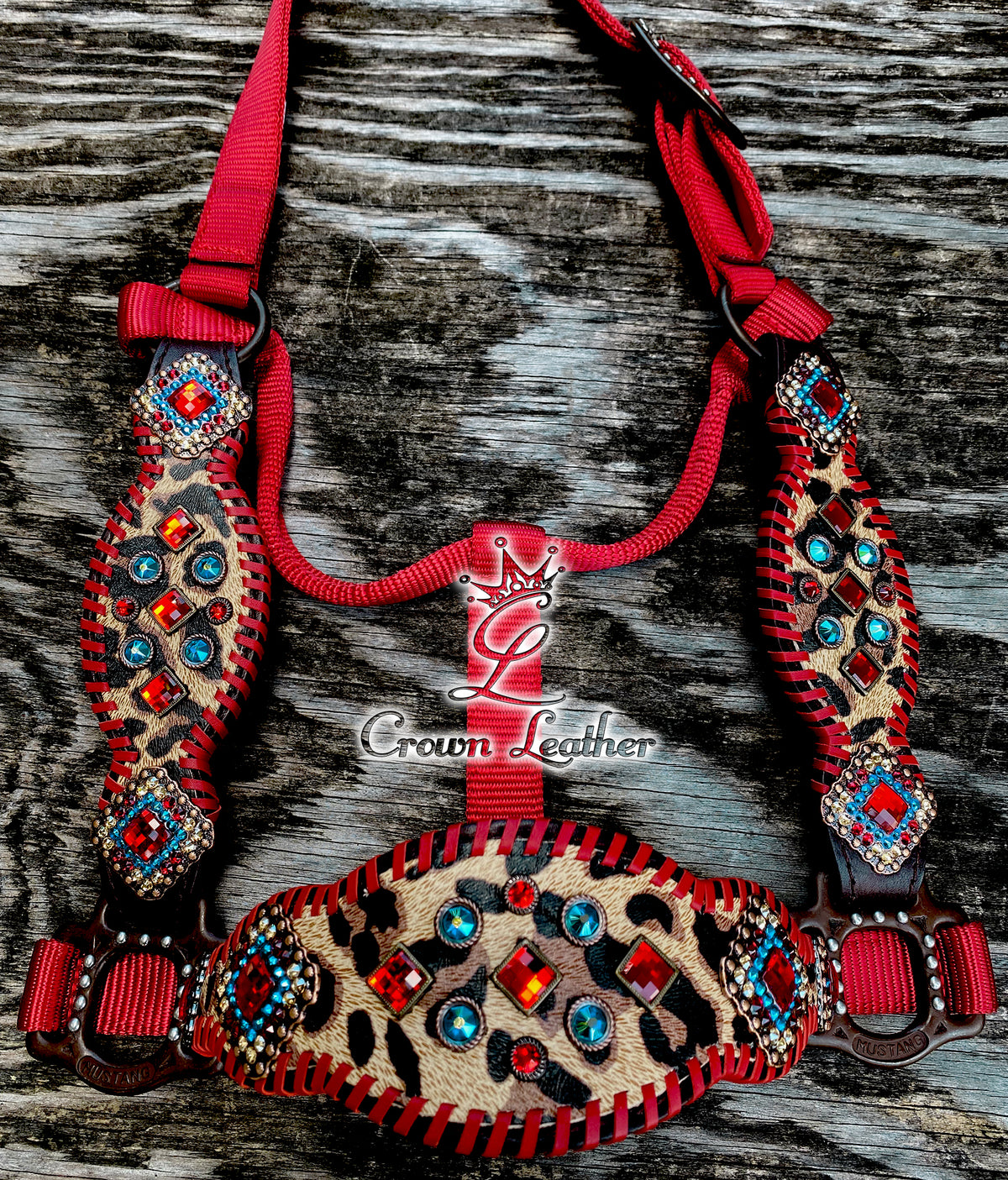 2016 Style Red Leopard Whipstitch Halter image 1
