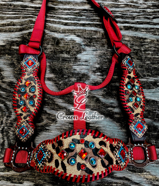 2016 Style Red Leopard Whipstitch Halter image 1