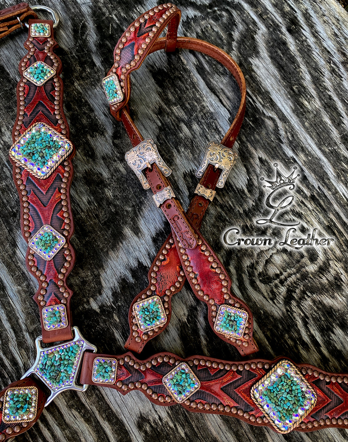 2014 Style Red Bronze Laredo & Turquoise Chip Set image 1