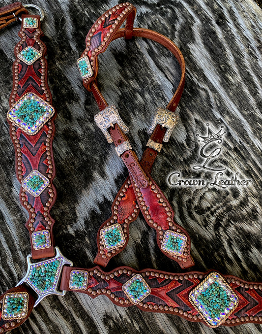 2014 Style Red Bronze Laredo & Turquoise Chip Set image 1