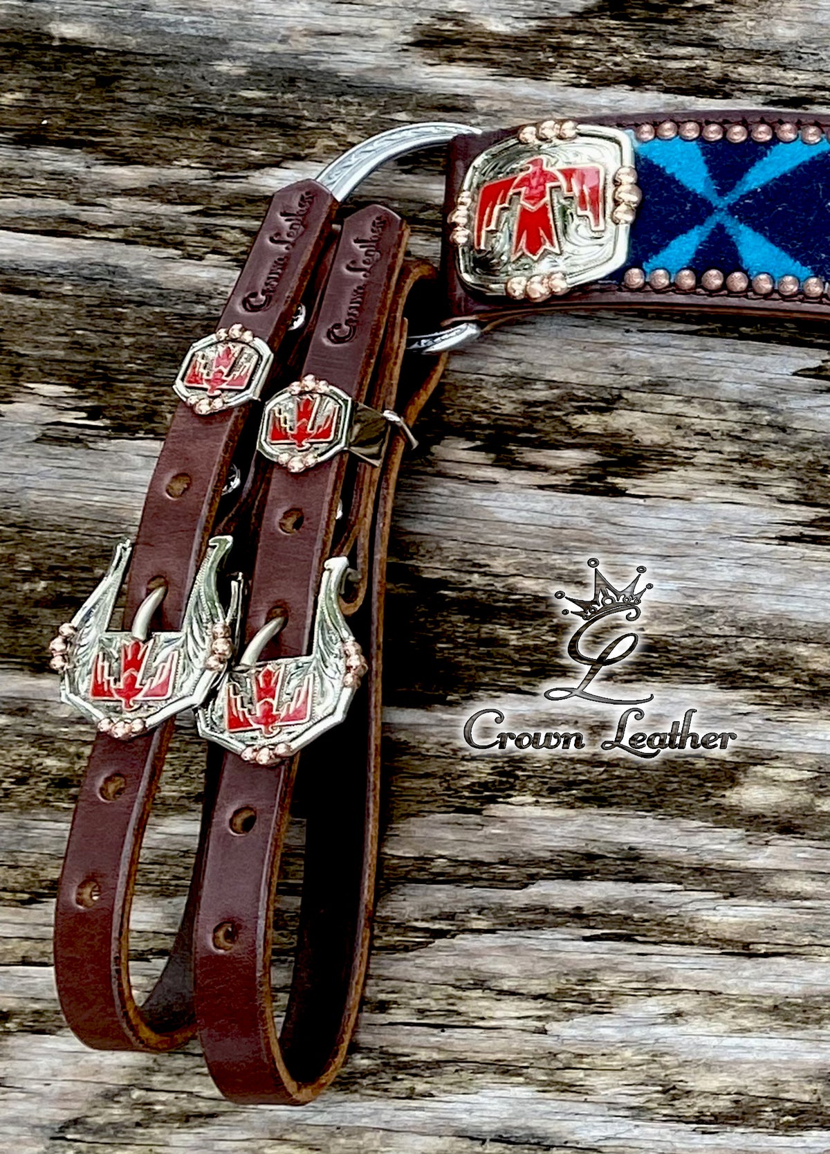 Pendleton Wool Tripping Collar with Handmade Red Thunderbird Hardware image 2