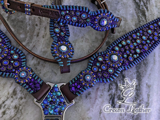 Purple Ocean Confetti Whipstitch Tack Set image 0
