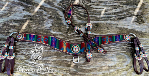 Turquoise Purple Multi Color Pendleton Wool Tripping Collar Set image 2