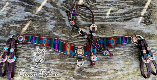 Turquoise Purple Multi Color Pendleton Wool Tripping Collar Set image 2