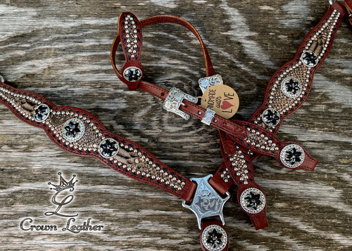 2014-1 Style Rose Gold Black Buckstitch Tack Set image 1
