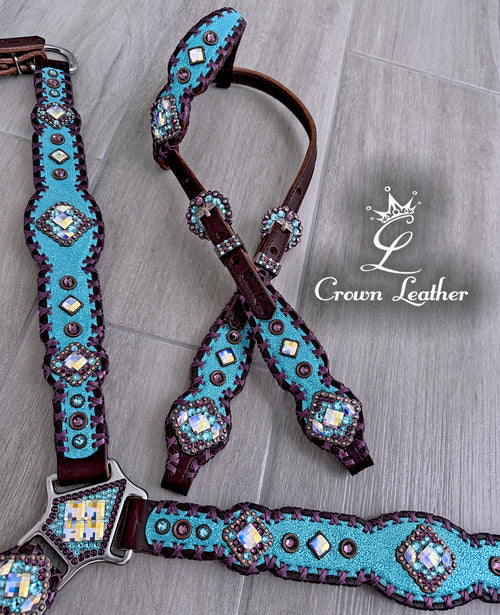 Turquoise Sparkle & Metallic Purple Tack Set image 4