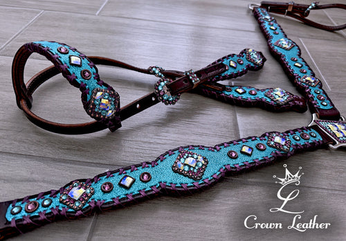 Turquoise Sparkle & Metallic Purple Tack Set image 3