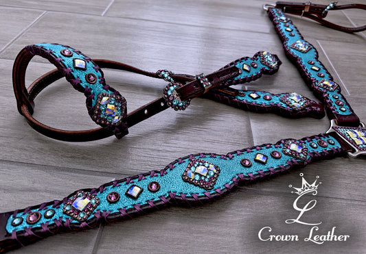 Turquoise Sparkle & Metallic Purple Tack Set image 3