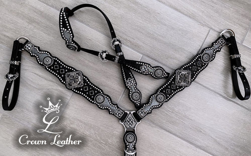 Black Elephant & Hematite Clover Set image 1