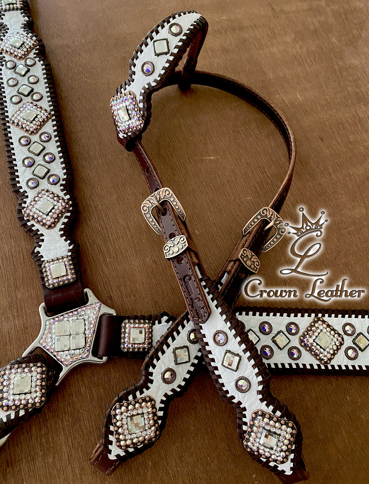 2013 Style White Gator Brown Whipstitch Tack Set image 3