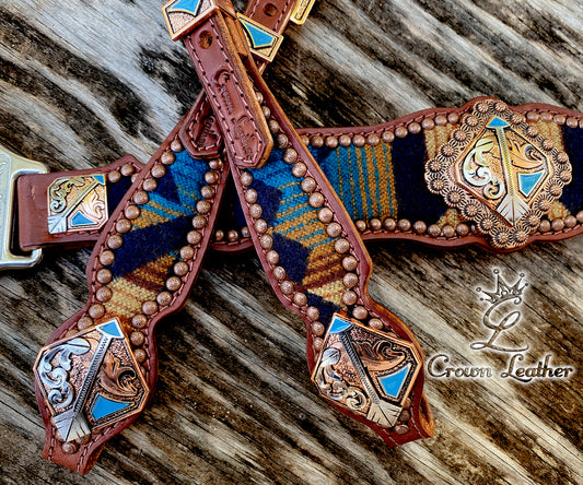 2014 Navy Pendleton Wool Arrow Tack Set image 1