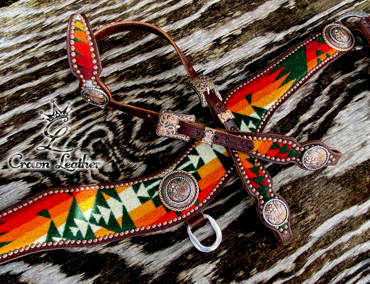 Green Pendleton Wool Tripping Collar Set image 0