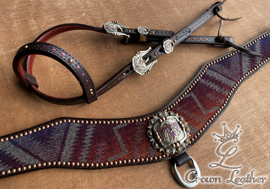 Colorshifting Buckstitch Ombre Pendleton Tripping Collar Set image 0