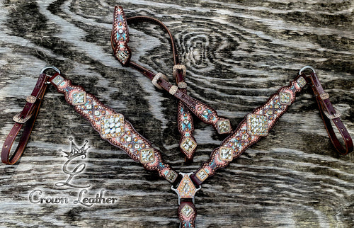 2014 Coral & Turquoise Navajo Tack Set image 3
