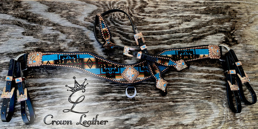 Black & Blue Multi Color Pendleton Wool Tripping Collar Set image 1