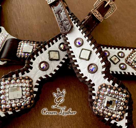 2013 Style White Gator Brown Whipstitch Tack Set image 1