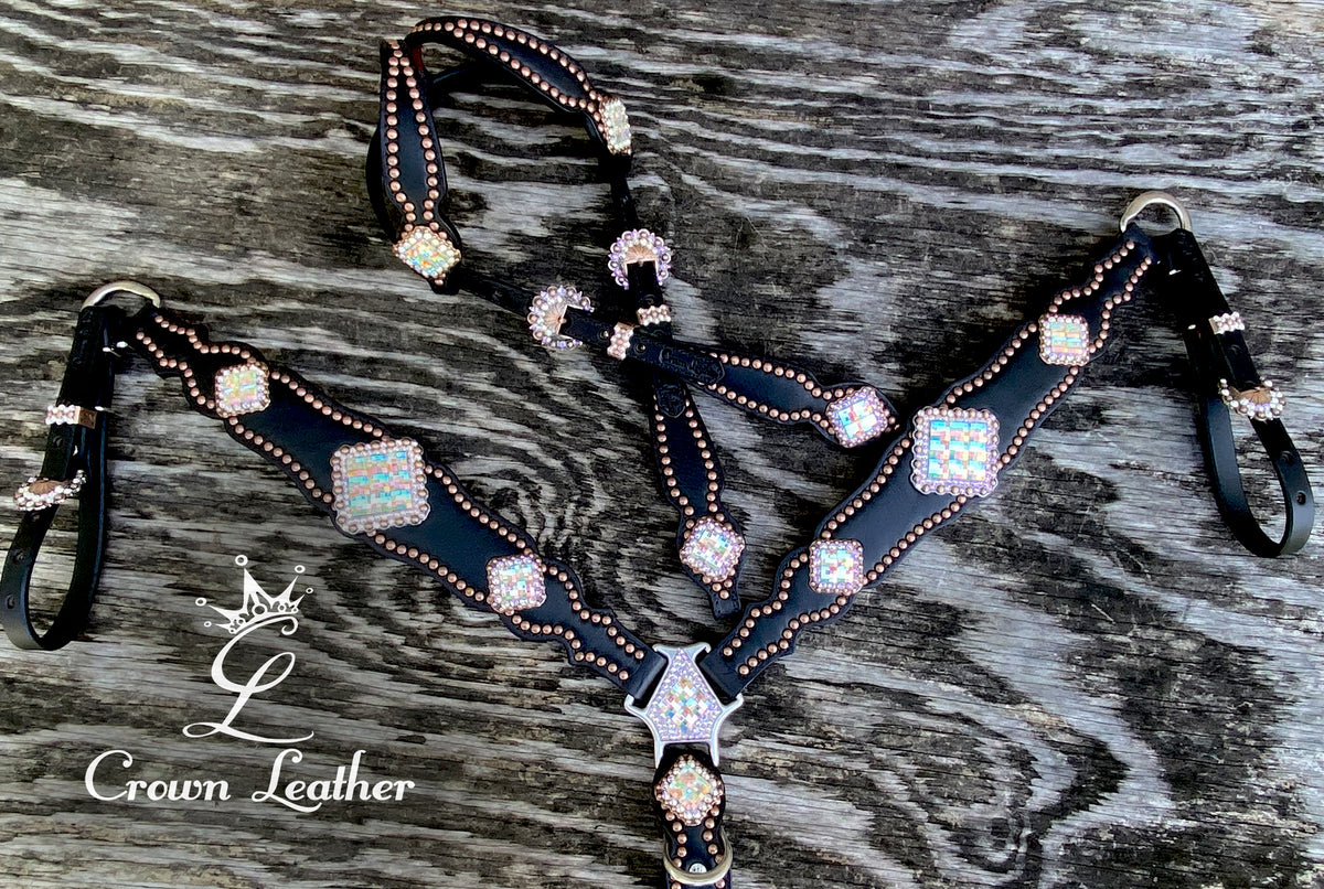 Black on Black AB Crystal Double Ear Set image 3