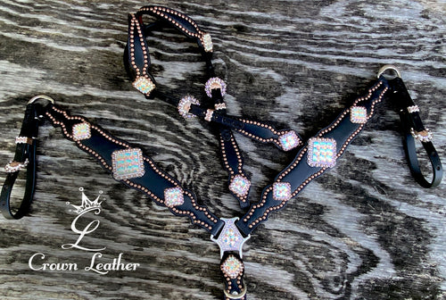 Black on Black AB Crystal Double Ear Set image 3