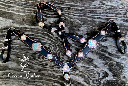 Black on Black AB Crystal Double Ear Set image 3