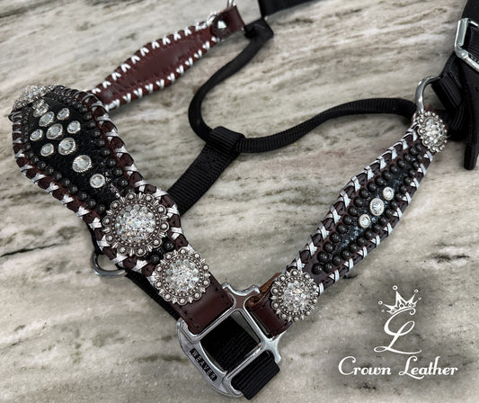 Black Silver Cross Stitch Crystal  Halter image 0