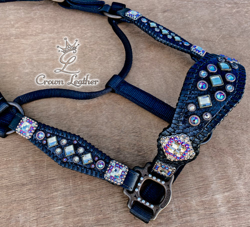 Black Siam Shimmer Crystal Whipstitch Halter image 0
