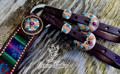 Turquoise Purple Multi Color Pendleton Wool Tripping Collar Set image 1