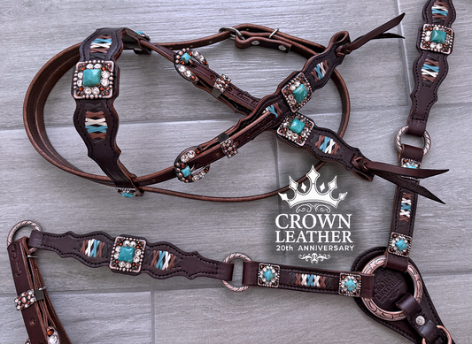 Kingman Turquoise & Crystal Laced Tack Set image 2