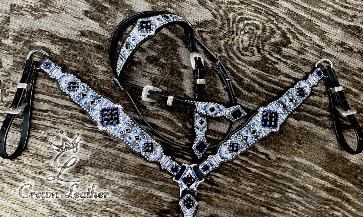 2014 Black & Blue Navajo Tack Set image 2
