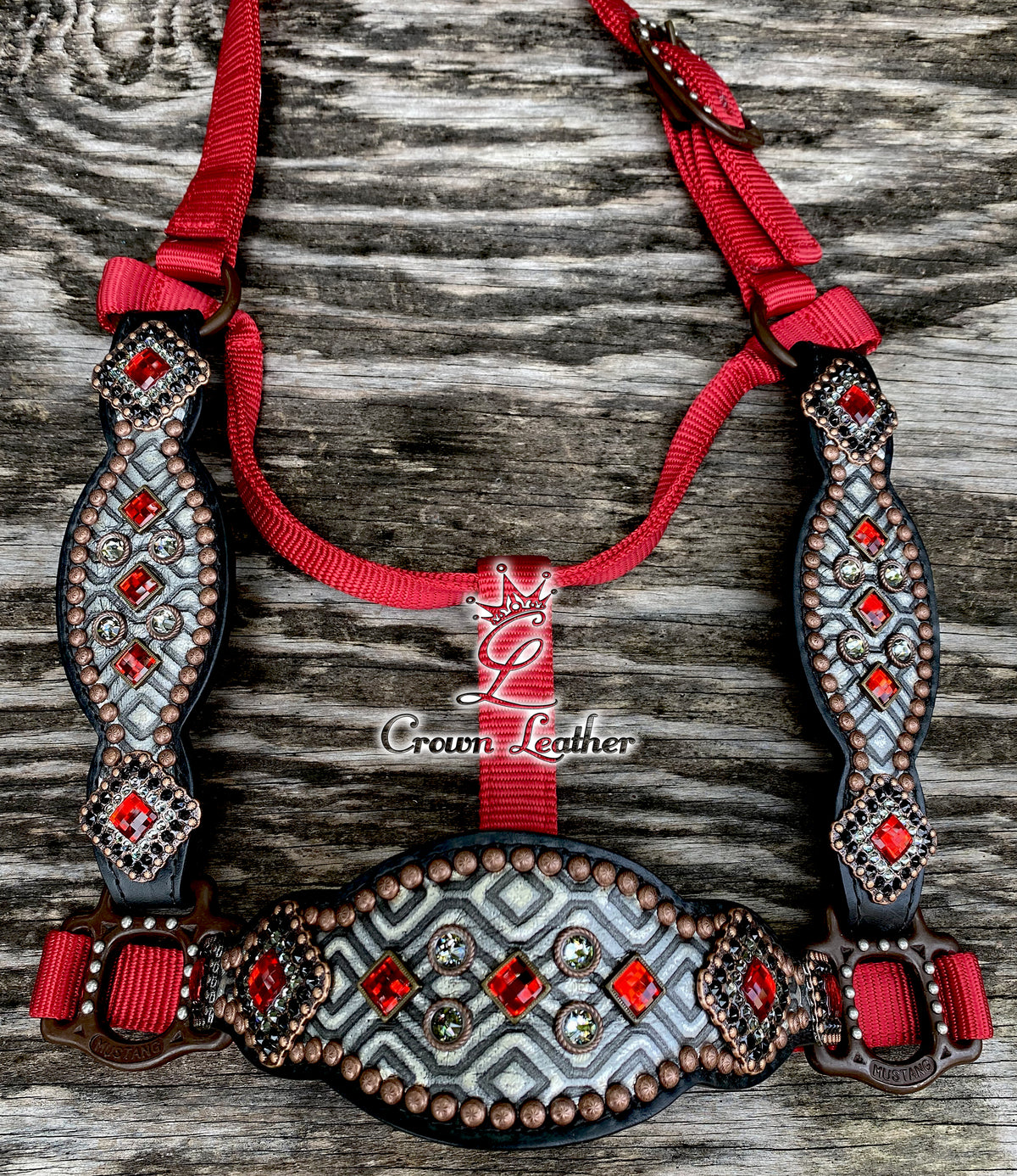 2016 Style Red Black & Silver Aztec Crystal Halter image 2