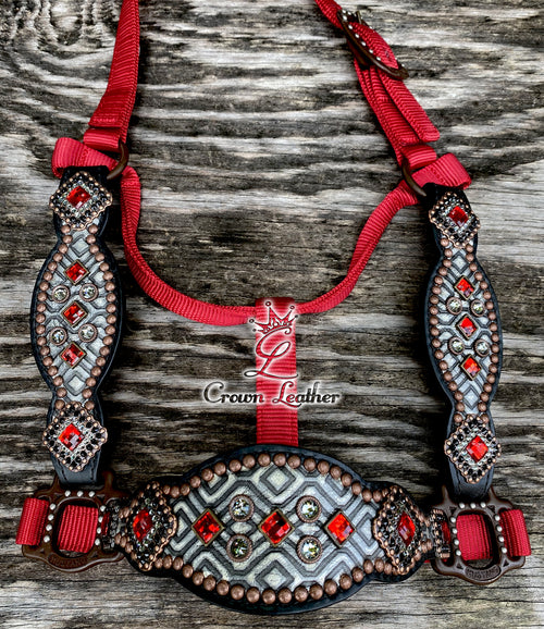 2016 Style Red Black & Silver Aztec Crystal Halter image 2