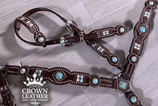 Kingman Turquoise & Crystal Laced Tack Set image 3
