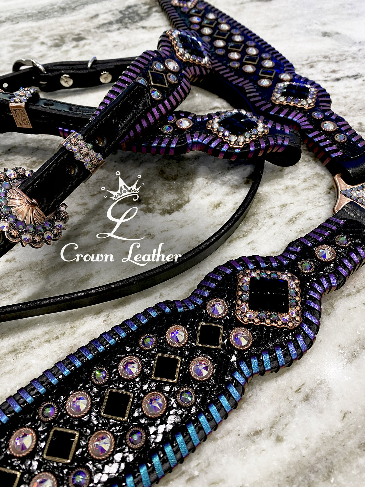 Black Starry Night Color Shifting Whipstitch & Crystal Tack Set image 1