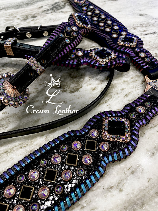 Black Starry Night Color Shifting Whipstitch & Crystal Tack Set image 1